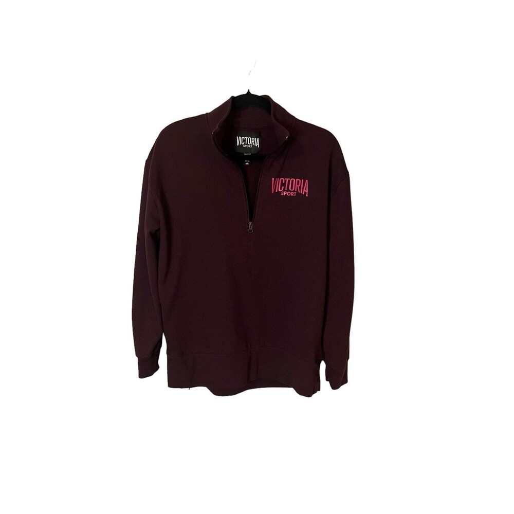 Victoria Secret Sport 1/4 Zip Pullover Women's Medium Burgundy Athleisure EUC